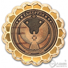 Магнит из бересты герб Удмуртия купола золото